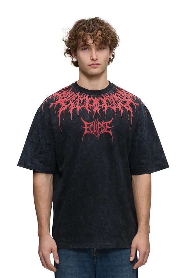 T-shirt noir délavé Eclipse