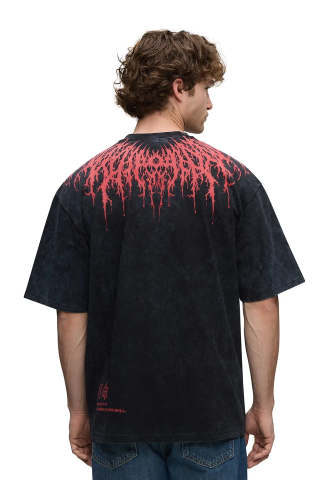 T-shirt noir délavé Eclipse