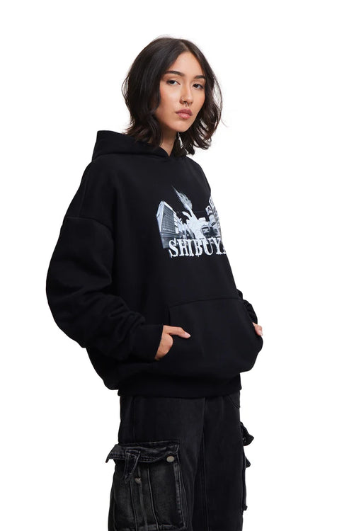 Sweat à capuche noir Shibuya